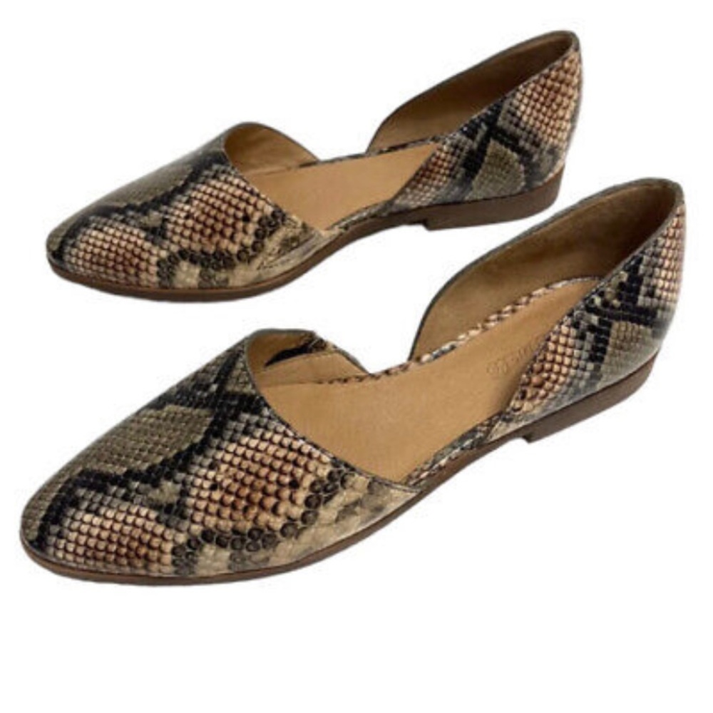 Madewell Marisa d'Orsay Snakeskin Flats Women’s Size 9.5